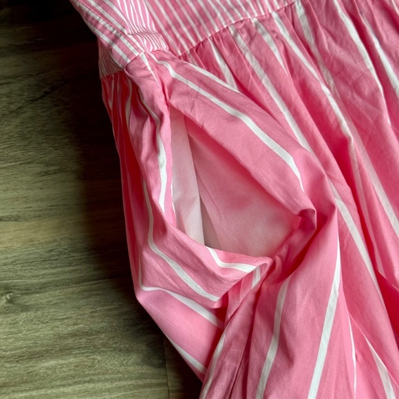 J.Crew Sleeveless Seersucker Tiered Popover Mixed Stripe Pink Poplin Dress Siz S - Picture 10 of 13